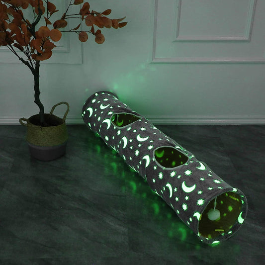 Glow-in-the-Dark Fun: Cat Tunnel Tube with Plush Ball Toys
