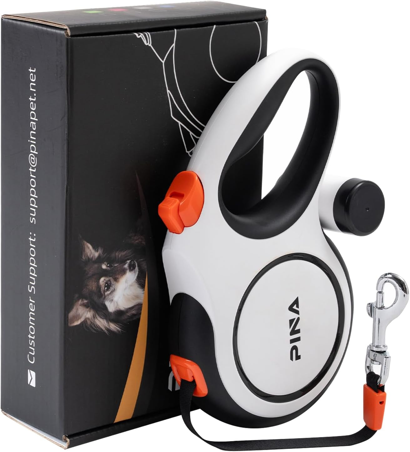 Upgraded Retractable Dog Leash, 26 Ft Dog Leash for Small Medium Large Dogs up to 110Lbs, Heavy Duty Reflective Nylon Tape 360° Tangle-Free, with Anti-Slip Handle, One-Handed Brake, Pause, Lock