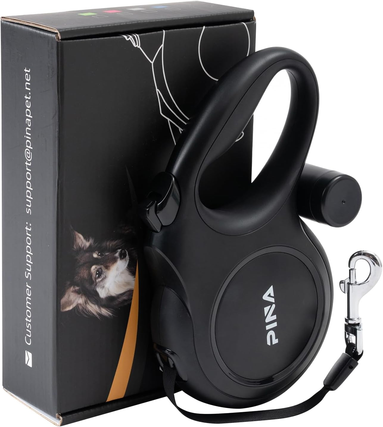 Upgraded Retractable Dog Leash, 26 Ft Dog Leash for Small Medium Large Dogs up to 110Lbs, Heavy Duty Reflective Nylon Tape 360° Tangle-Free, with Anti-Slip Handle, One-Handed Brake, Pause, Lock