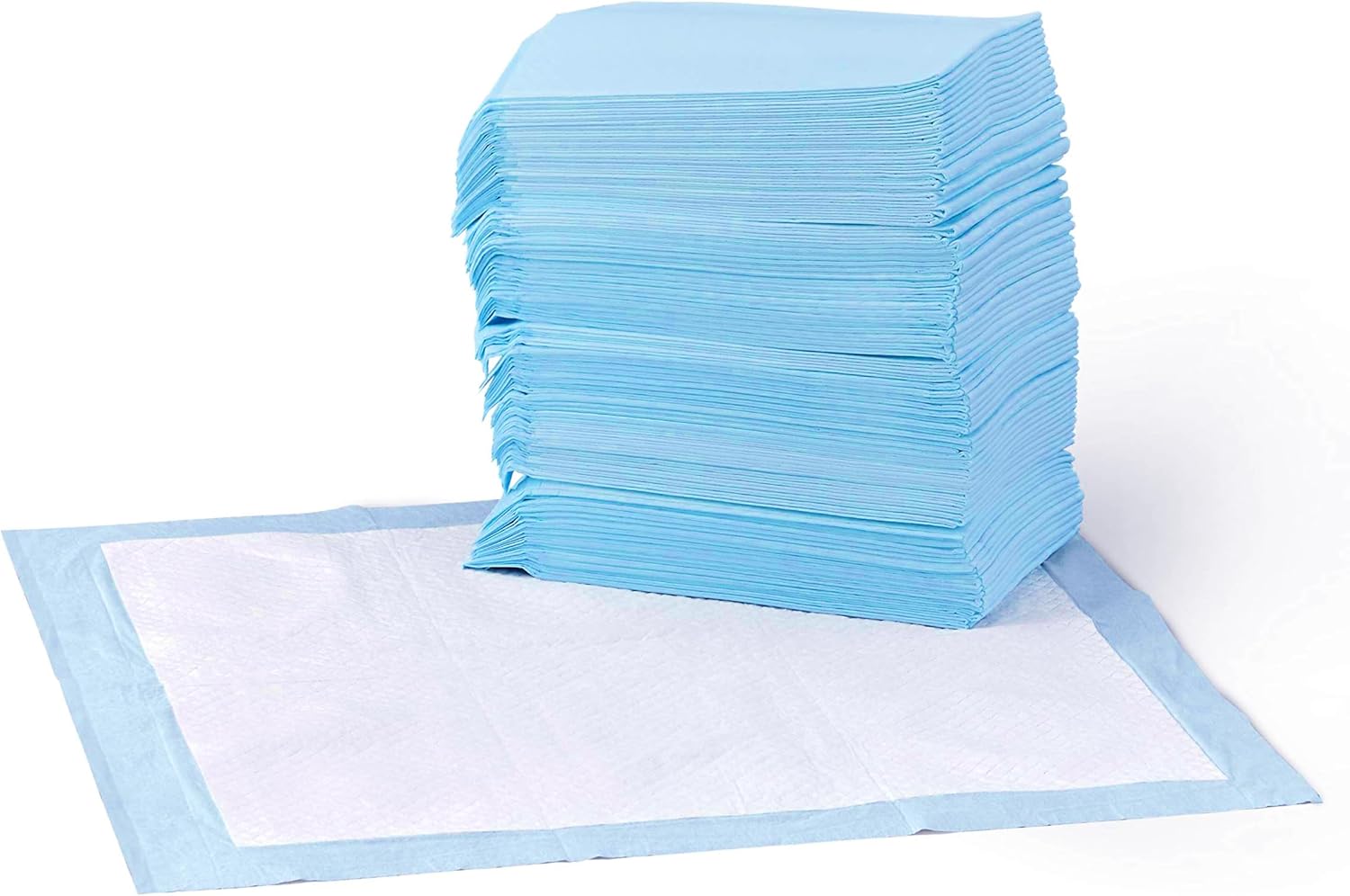 Dog and Puppy Pee Pads, 5-Layer Leak-Proof Super Absorbent, Quick-Dry Surface, Potty Training, Regular (22X22"), 100 Count, Blue & White