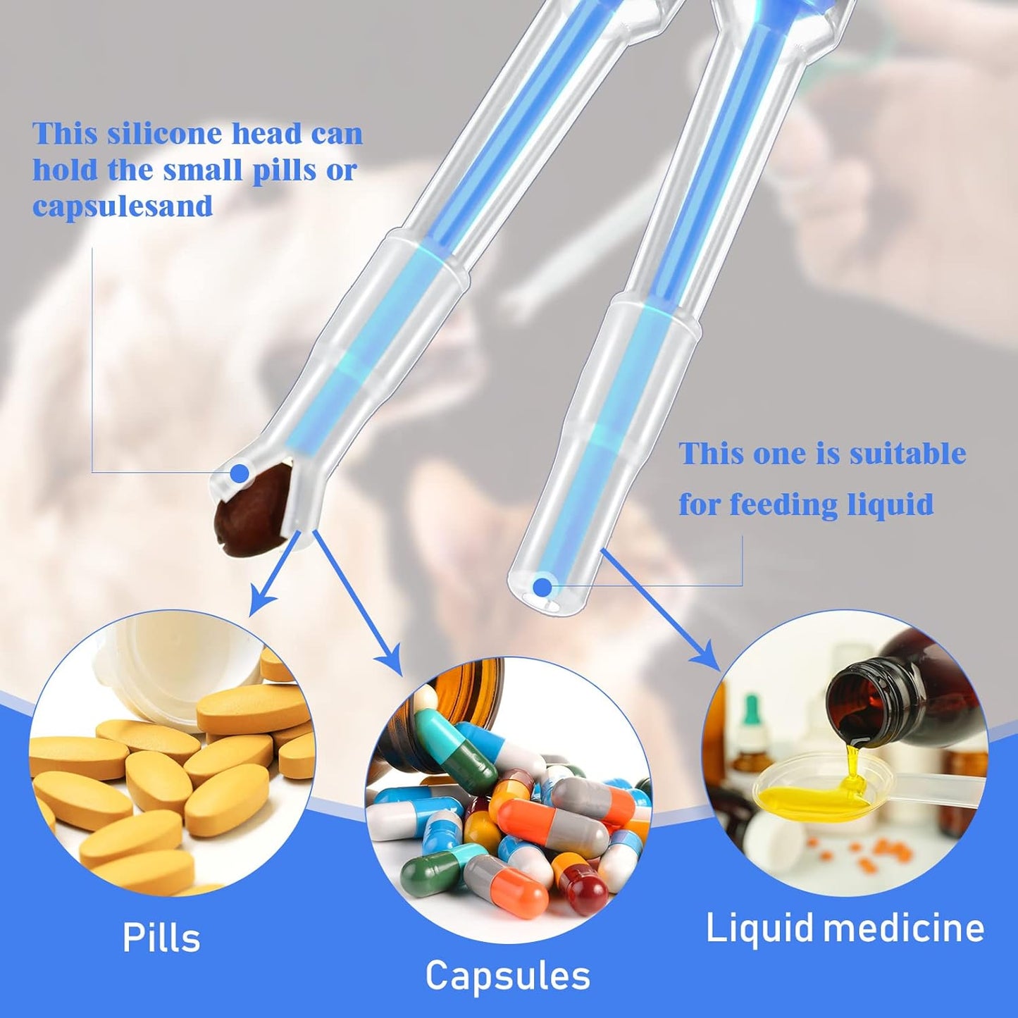 4 Pieces Pet Pill Plunger Popper for Small Cats Dogs Pill Gun Dispenser Shooter Pet Piller Soft Tip Tablet Syringe Pusher Animal Medicine Feeder for Feeding Accessories (Blue)