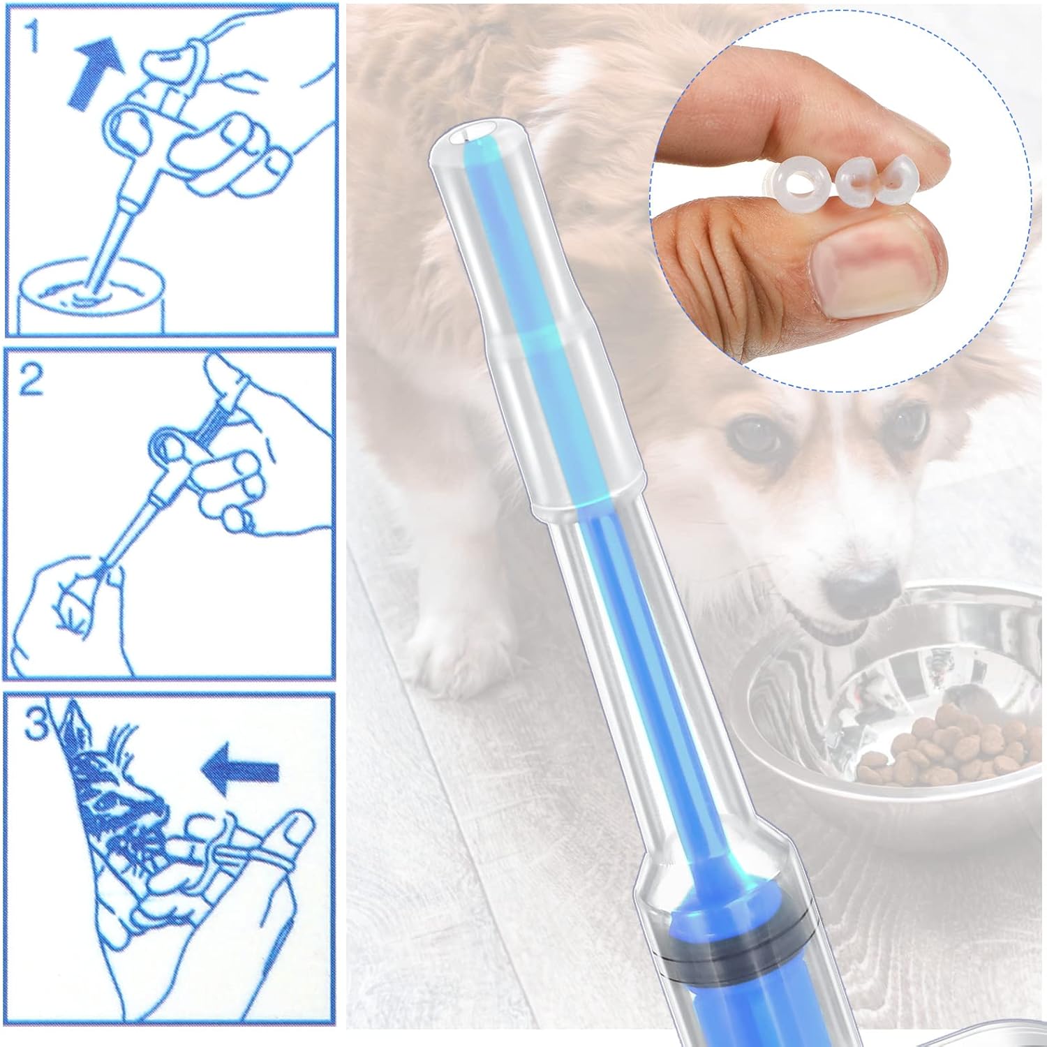 4 Pieces Pet Pill Plunger Popper for Small Cats Dogs Pill Gun Dispenser Shooter Pet Piller Soft Tip Tablet Syringe Pusher Animal Medicine Feeder for Feeding Accessories (Blue)