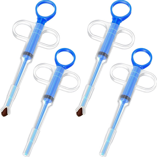 4 Pieces Pet Pill Plunger Popper for Small Cats Dogs Pill Gun Dispenser Shooter Pet Piller Soft Tip Tablet Syringe Pusher Animal Medicine Feeder for Feeding Accessories (Blue)