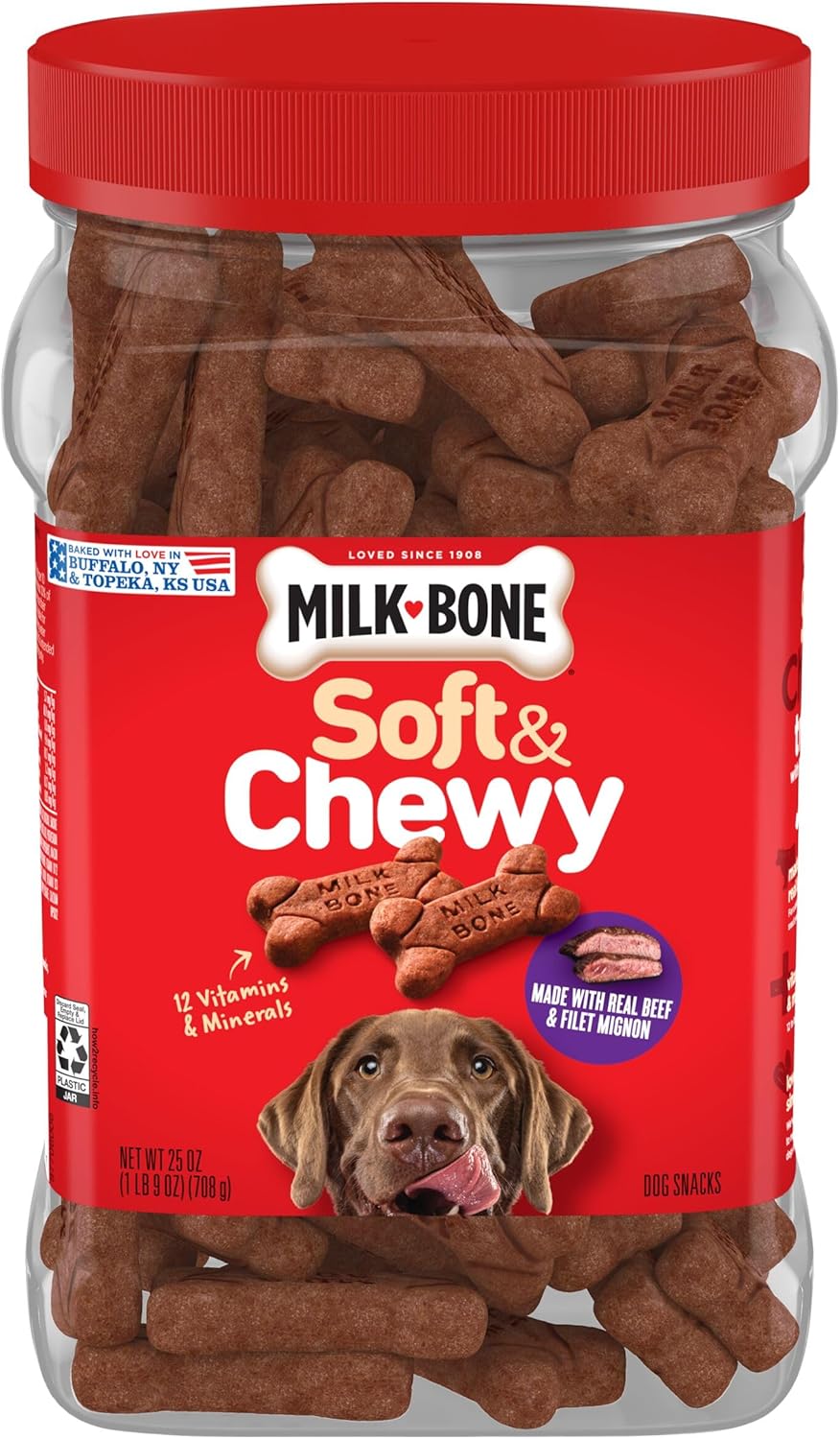 Soft & Chewy Dog Treats, Beef & Filet Mignon Recipe, 25 Ounce