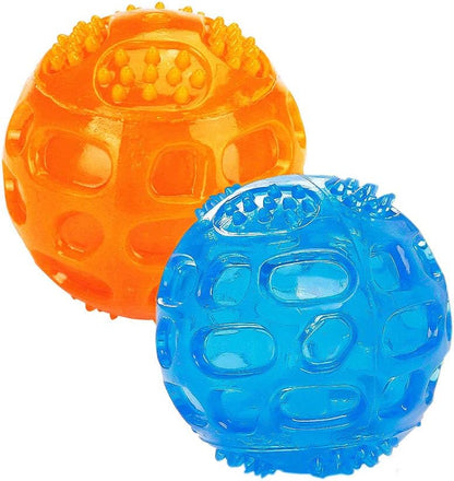 Dog Squeaky Ball, Pet Squeak Chew Bouncy Rubber Toy Balls for Small Medium Dogs Indestructible Exercise Training Playing (3 Balls)