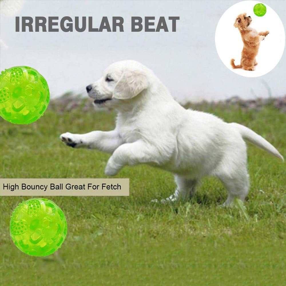 Dog Squeaky Ball, Pet Squeak Chew Bouncy Rubber Toy Balls for Small Medium Dogs Indestructible Exercise Training Playing (3 Balls)