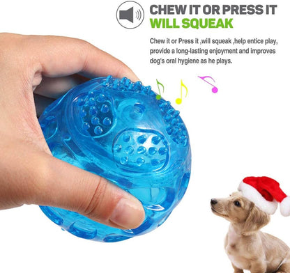 Dog Squeaky Ball, Pet Squeak Chew Bouncy Rubber Toy Balls for Small Medium Dogs Indestructible Exercise Training Playing (3 Balls)