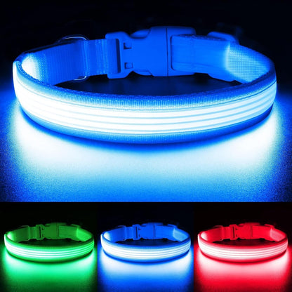 Light up Dog Collar, USB Rechargeable LED Puppy Collar Super Bright Adjustable Glowing Dog Lights for Night Walking (Green, Small)
