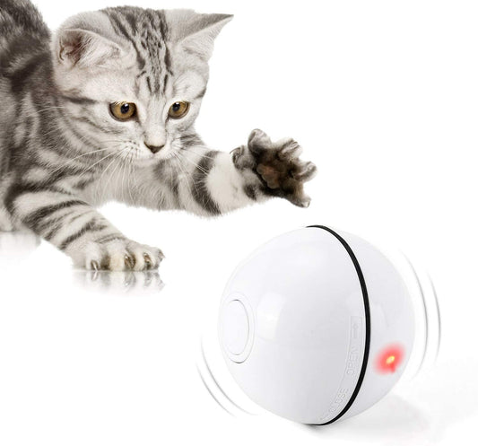 Interactive Cat Toys Ball with LED Light, 360 Degree Self Auto Rotating Smart Ball, USB Rechargeable Spinning Cat Ball Toy,Stimulate Hunting Instinct Kitten Funny Chaser Roller Pet Toy