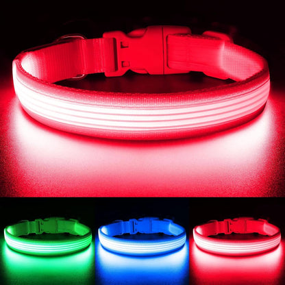 Light up Dog Collar, USB Rechargeable LED Puppy Collar Super Bright Adjustable Glowing Dog Lights for Night Walking (Green, Small)